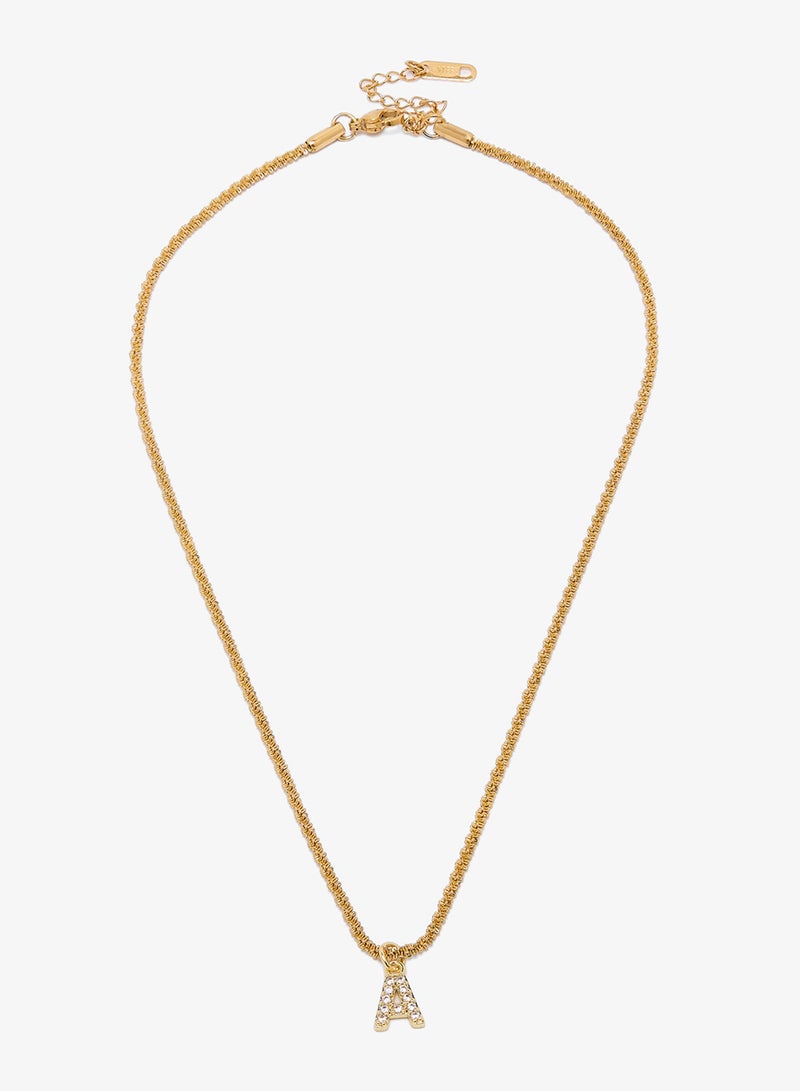 جينجر قلادة بحرف  مرصعة بالكريستال الذهبي - Image 1